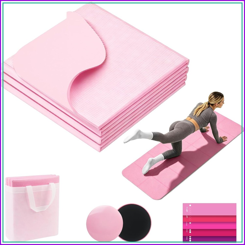 Home Gym Yoga Mat - Foldable Yoga Mat with Resistance Bands