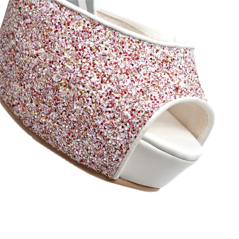 White Wedding Party Women Plat - Ankle Strap Attachment reseña y precio