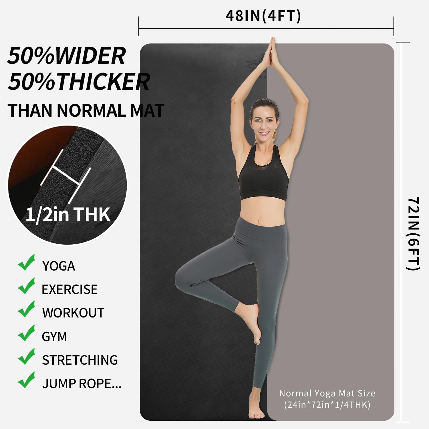 Extra Thick TPE Yoga Mat 6'x4' - Home Gym Yoga Mat reseña y precio