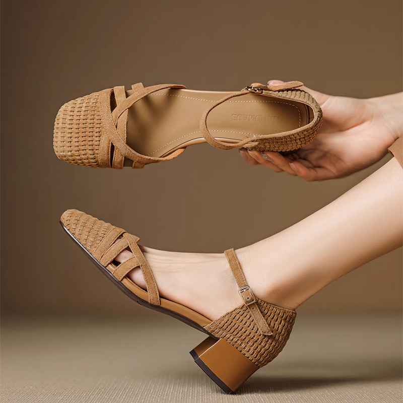 Retro Weave High Heel Sandals  - Ankle Strap Attachment reseña y precio