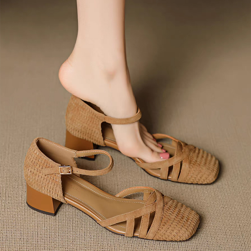 Retro Weave High Heel Sandals  - Ankle Strap Attachment reseña y precio