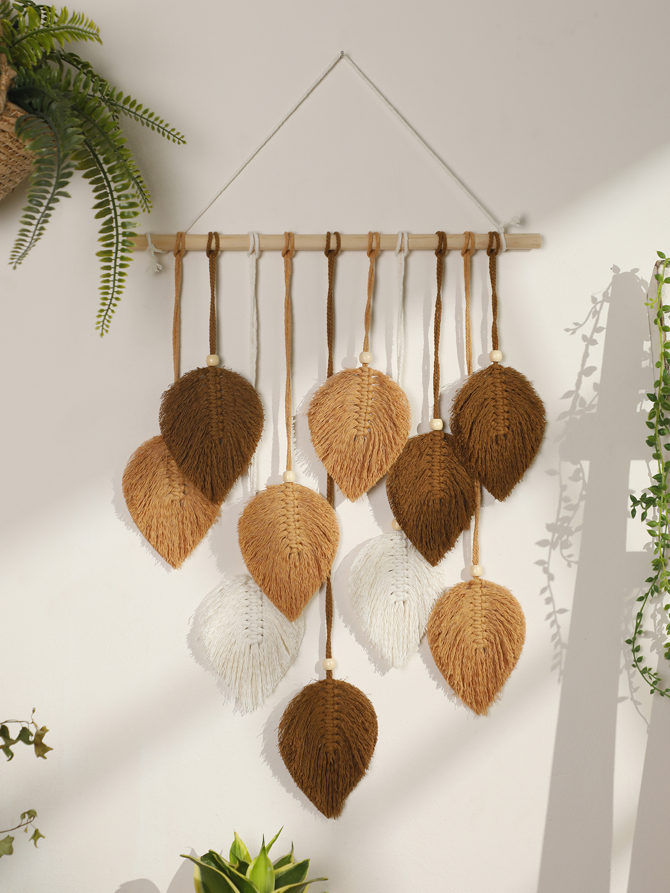 Leaf Macrame Tapestry Brown Gr - Home Gym Decor reseña y precio