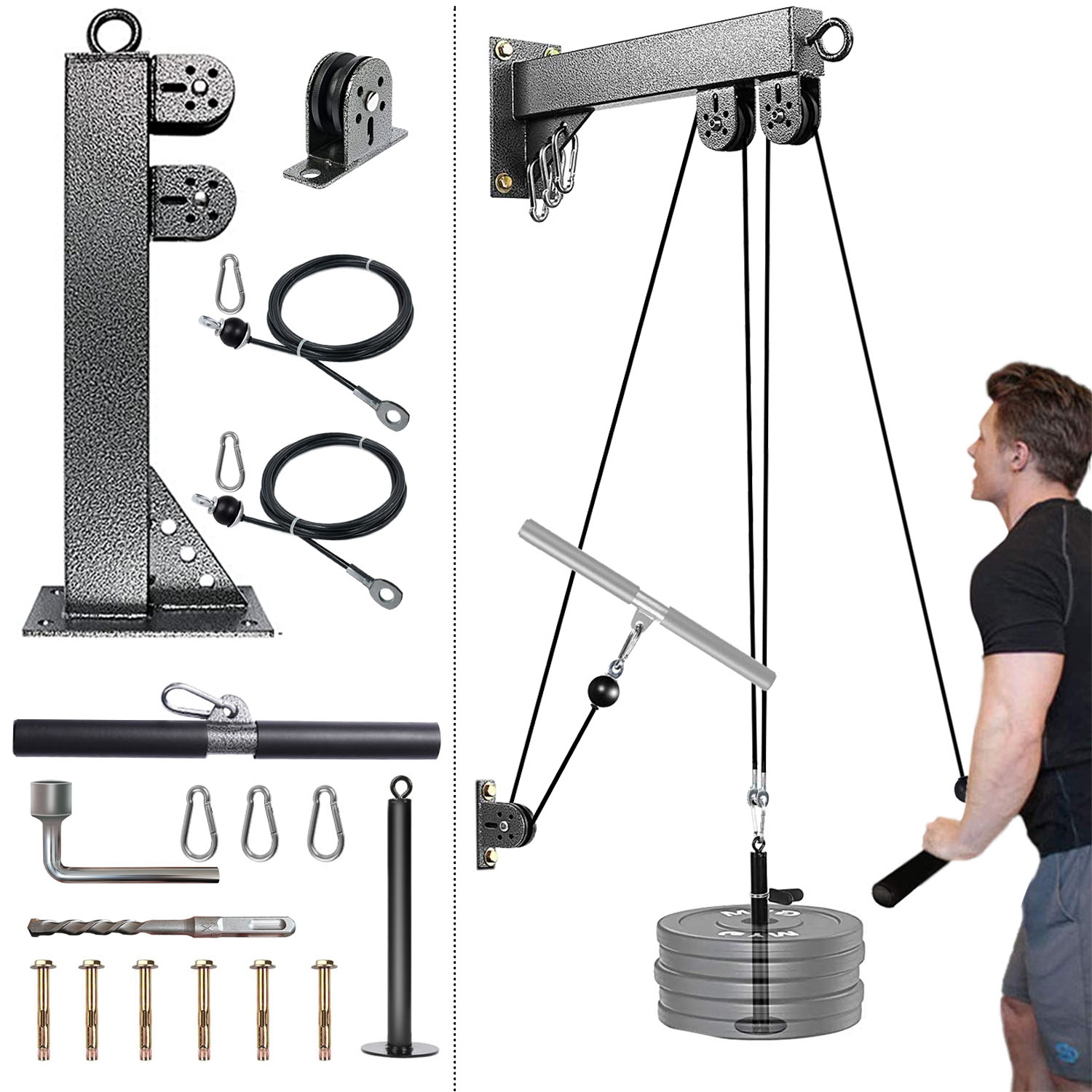 Fitness Wall Mounted Pulley Sy - Home Gym Cable Machine reseña y precio