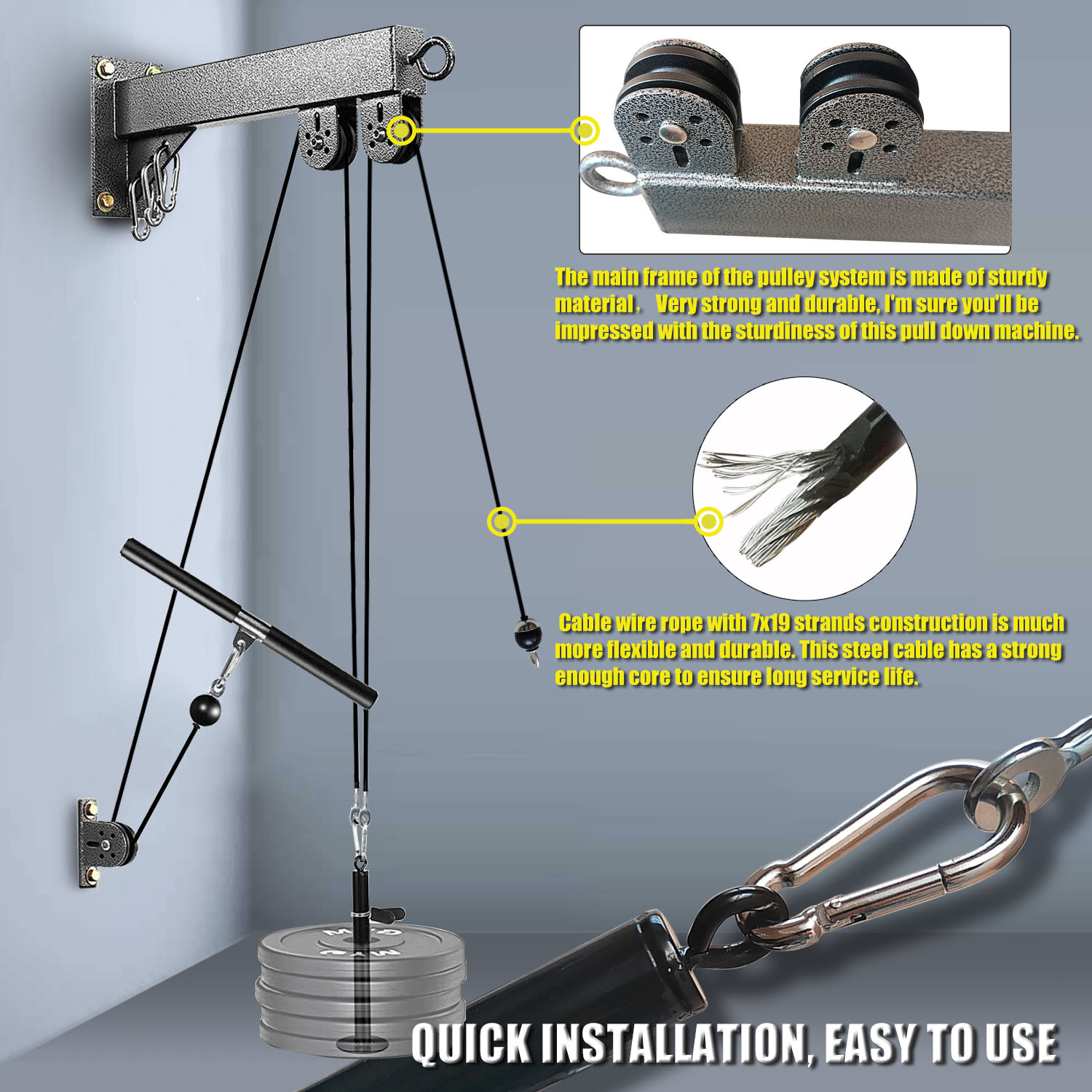 Fitness Wall Mounted Pulley Sy - Home Gym Cable Machine reseña y precio
