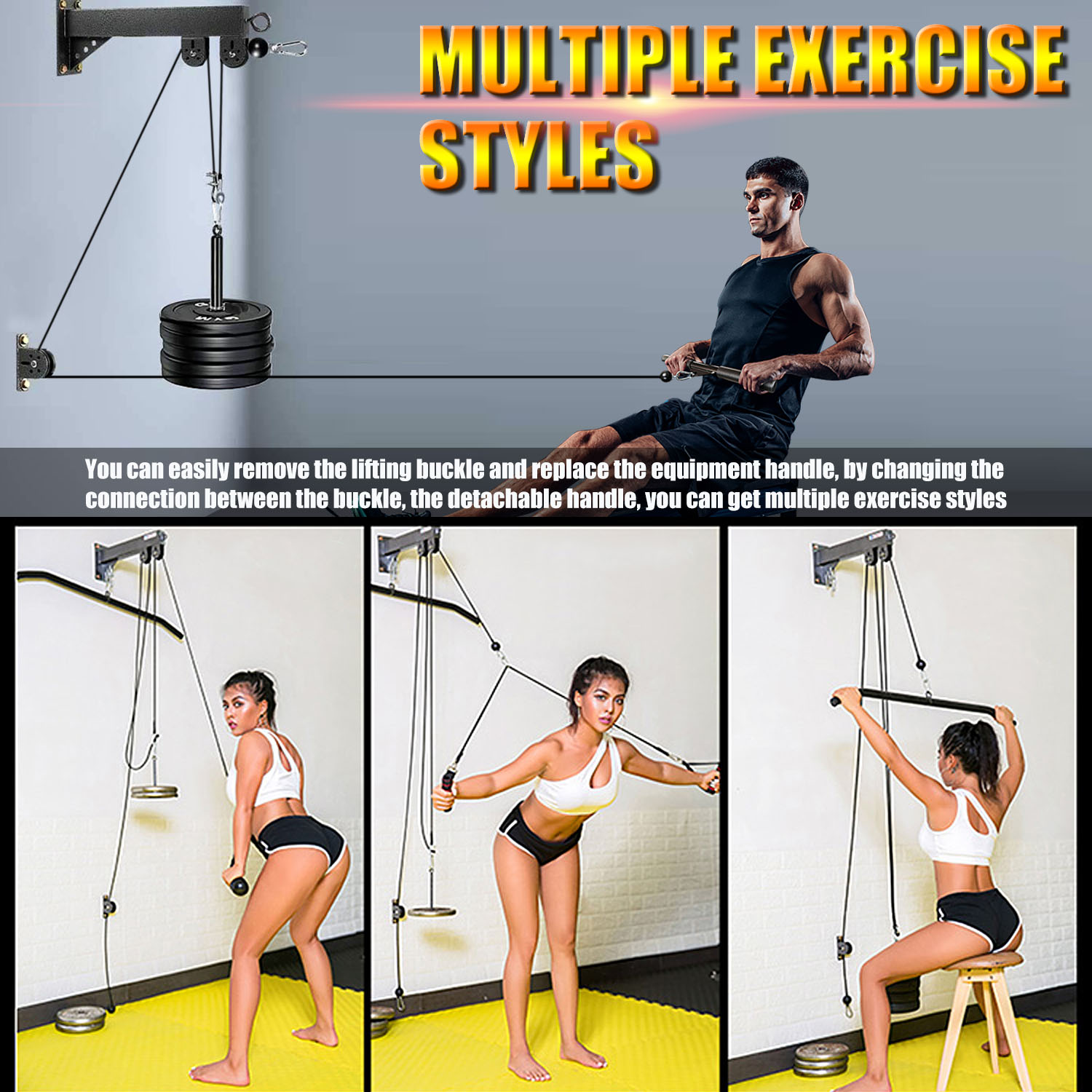 Fitness Wall Mounted Pulley Sy - Home Gym Cable Machine reseña y precio