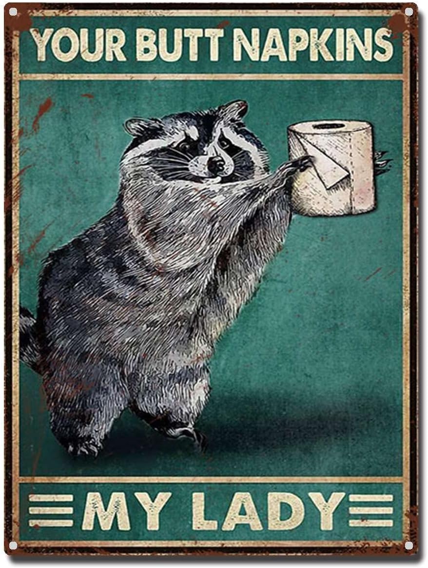 e1,TSEZLOJH Tin Sign Raccoon Y - Home Gym Decor reseña y precio