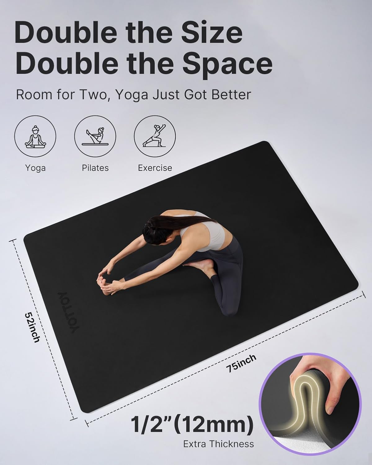 Large Yoga Mat 75x52x1/2in, Ex - Home Gym Yoga Mat reseña y precio